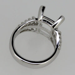 Sterling Silver Semi Mount Ring Setting cabochon Cushion Cu 12x10mm - Syzjewelry