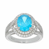 Sterling Silver Semi Mount Ring Setting OV 10X8mm White Topaz N0049PJC0628R - Syzjewelry