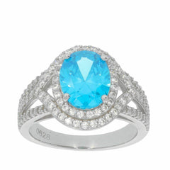 Sterling Silver Semi Mount Ring Setting OV 10X8mm White Topaz N0049PJC0628R - Syzjewelry