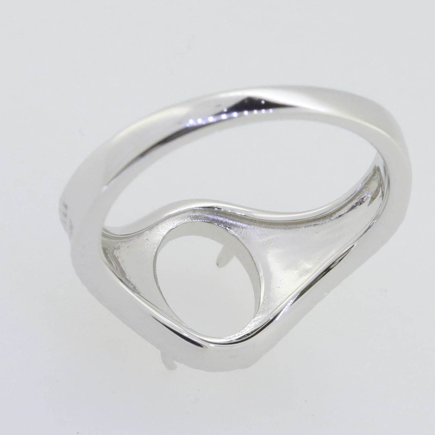 14K White Gold Semi Mount Ring Setting Oval OV 10X8mm Vintage Repro - Syzjewelry