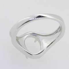 14K White Gold Semi Mount Ring Setting Oval OV 10X8mm Vintage Repro - Syzjewelry