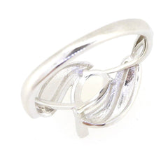 Sterling Silver Semi Mount Ring Setting Pear PE 8x6mm Feather Theme - Syzjewelry