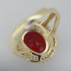 14K Yellow Gold Semi Mount Ring Setting Oval OV 12x10mm Double Halo - Syzjewelry