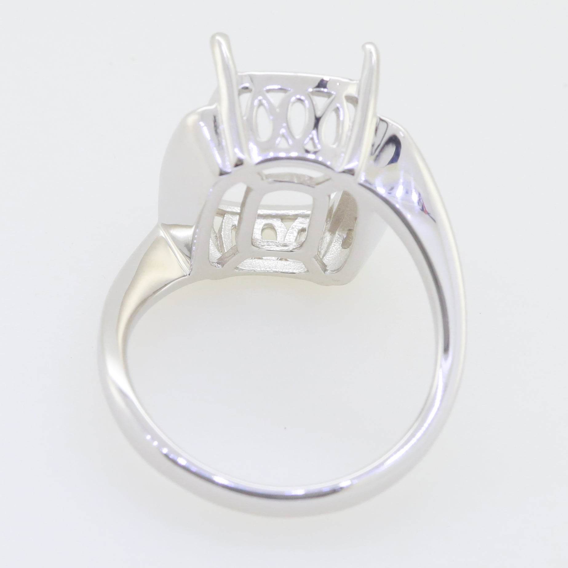 Sterling Silver Semi Mount Ring Setting Cushion CU 16X10mm White Topaz - Syzjewelry