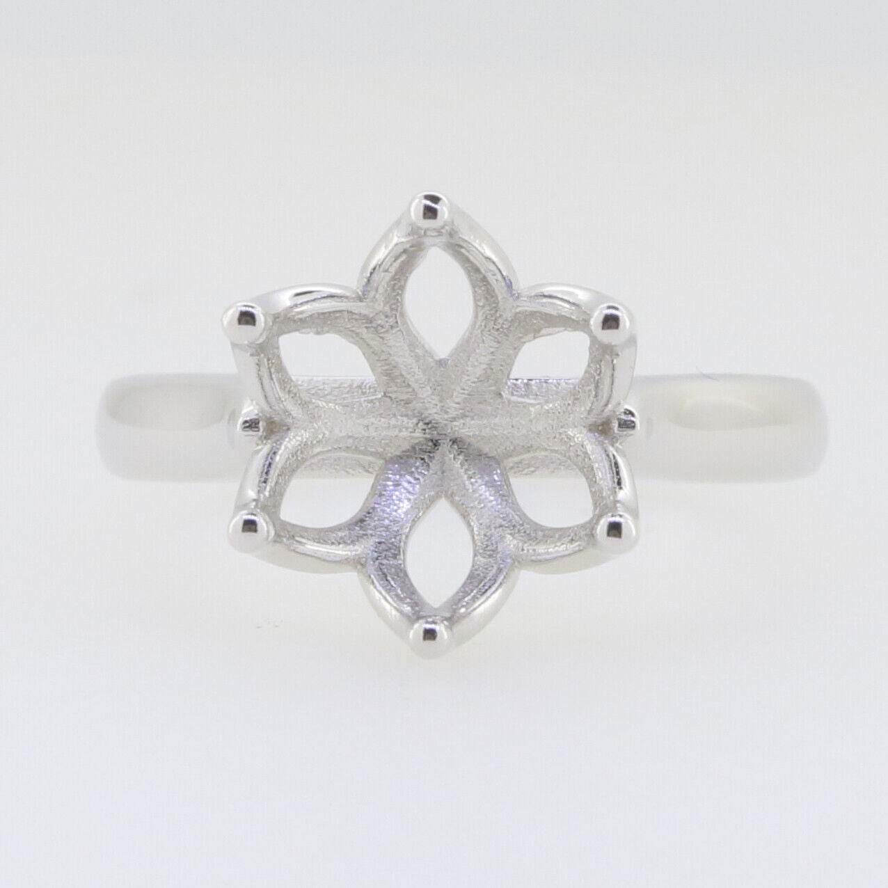 Sterling Silver Semi Mount Ring Setting Round RD 11x11mm Solitaire Whi - Syzjewelry