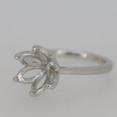 Sterling Silver Semi Mount Ring Setting Round RD 10x10mm Tulip Head w/ 6 Png - Syzjewelry