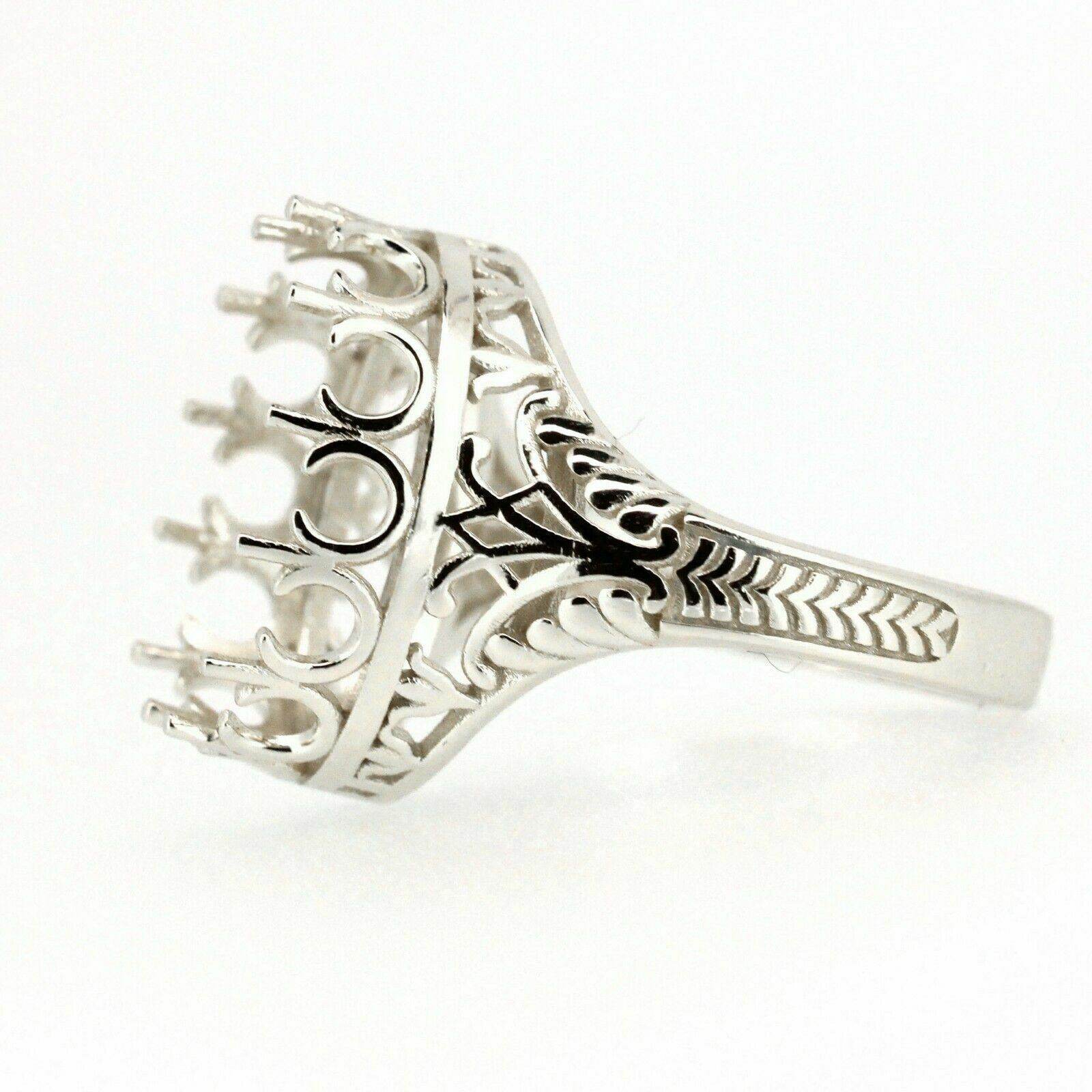 Sterling Silver Semi Mount Ring Setting Oval Cut OV 12x10mm Vintage Repro - Syzjewelry