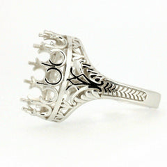 Sterling Silver Semi Mount Ring Setting Oval Cut OV 12x10mm Vintage Repro - Syzjewelry