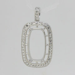 Sterling Silver Semi Mount Pendant Setting Cushion Cu 17x10mm Halo White Topaz - Syzjewelry