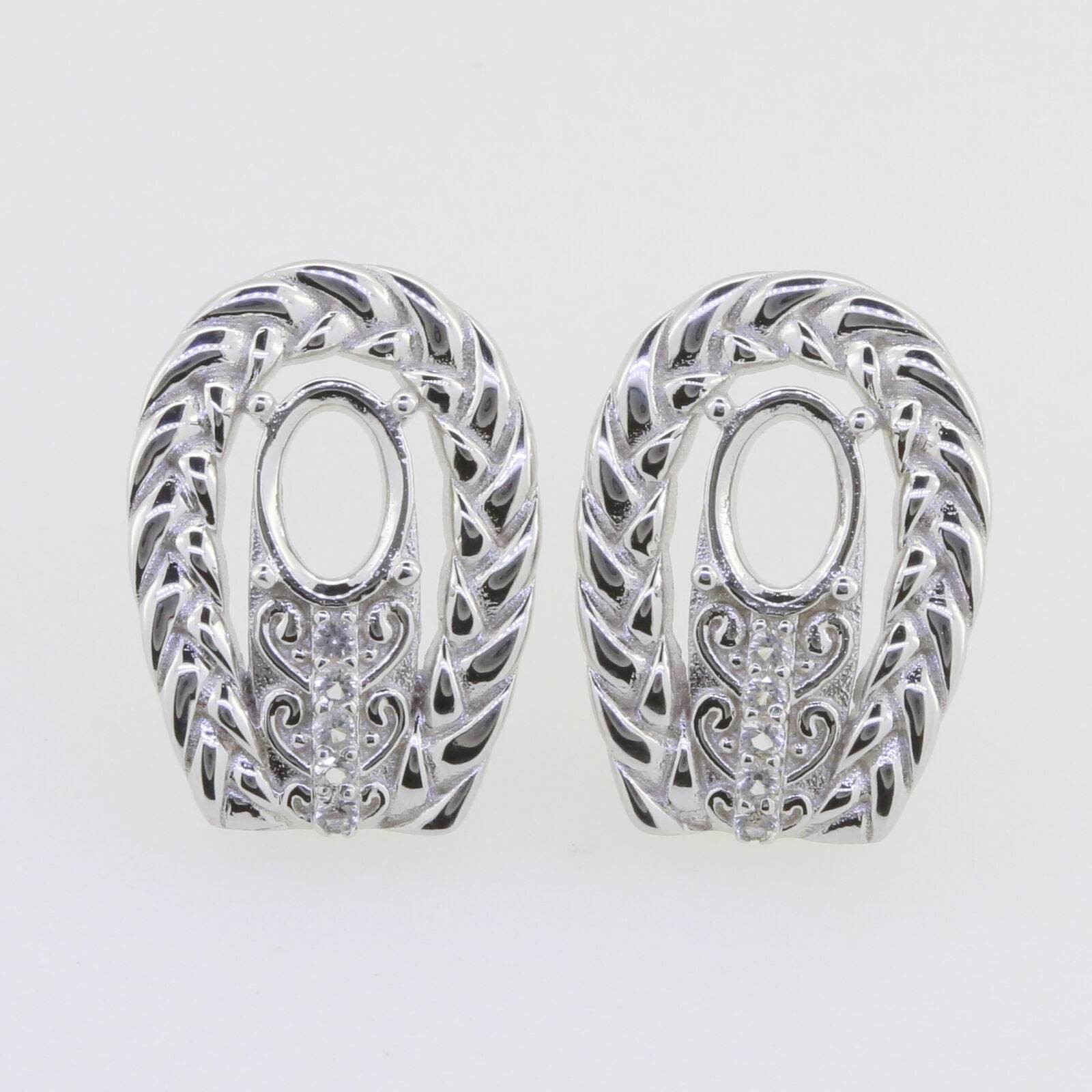 Sterling Silver Semi Mount Earrings Setting Oval OV 7x5mm Vintage Repr - Syzjewelry
