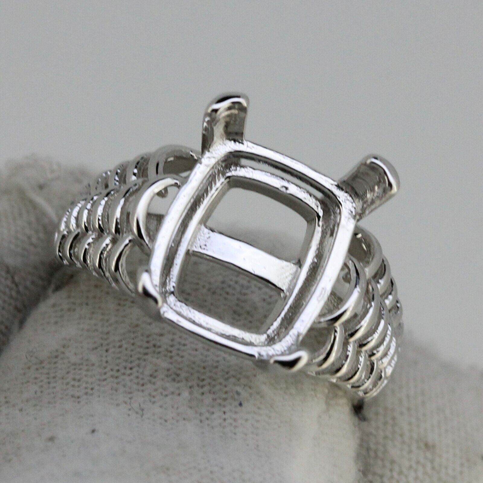 Sterling Silver Semi Mount Ring Setting cabochon Cushion Cu 12x10mm - Syzjewelry
