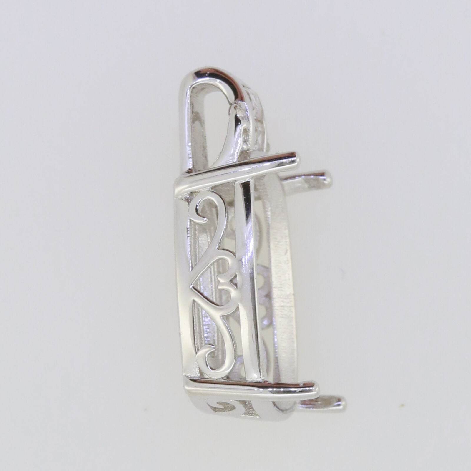 Sterling Silver Semi Mount Pendant Setting Cushion Cu 16X12mm - Syzjewelry