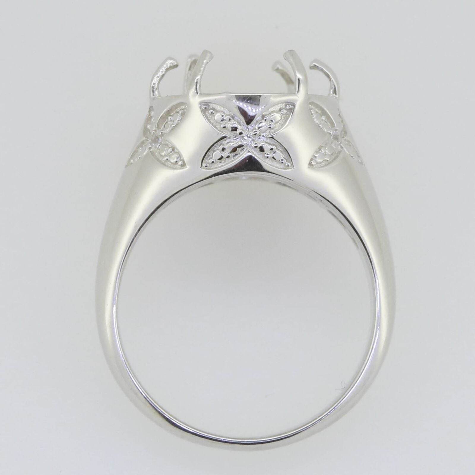 14K White Gold Semi Mount Ring Setting Oval OV 16x12mm - Syzjewelry