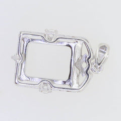 Sterling Silver Semi Mount Pendant Setting Emerald OCT 10X8mm White Topaz - Syzjewelry