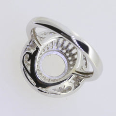 Sterling Silver Semi Mount Ring Setting Round RD 8x8mm Baguette Triple - Syzjewelry
