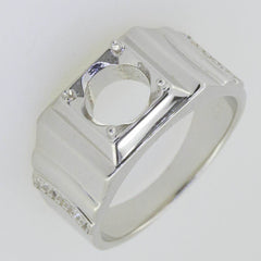 Men's Ring Settings Ring Mounting 14K White Gold Semi Mount Ring Setting Round RD 8x8mm - Syzjewelry