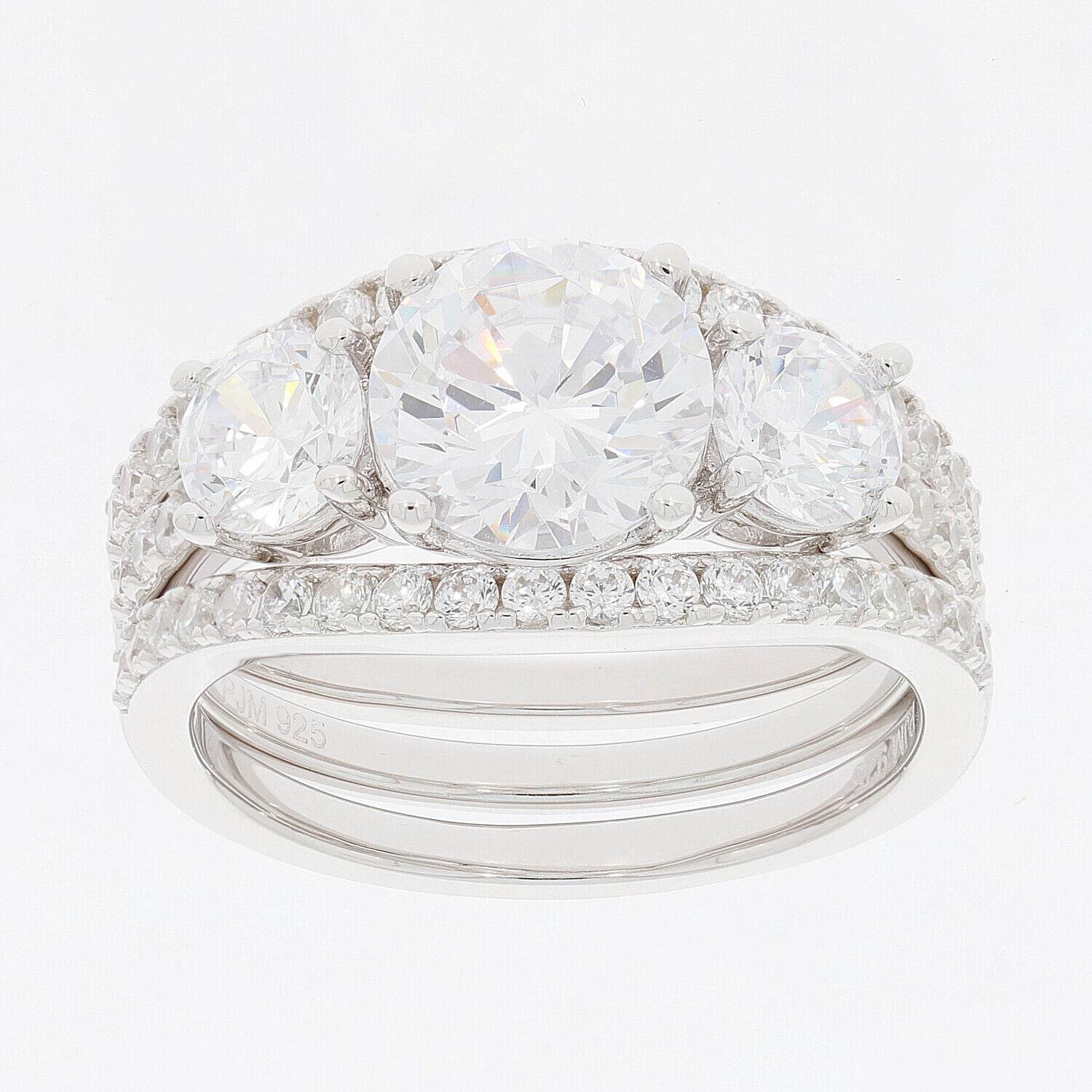 3 piece Set Sterling Silver Semi Mount Ring Setting Round RD 8x8mm Wh - Syzjewelry