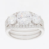 3 piece Set Sterling Silver Semi Mount Ring Setting Round RD 8x8mm Wh - Syzjewelry