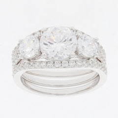 3 piece Set Sterling Silver Semi Mount Ring Setting Round RD 8x8mm Wh - Syzjewelry