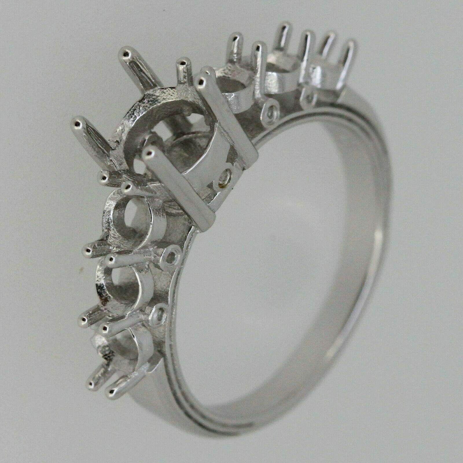 Sterling silver Semi Mount Ring Setting Round RD 7x7mm & RD 4x4 w/ White Topaz - Syzjewelry