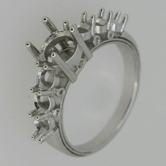 Sterling silver Semi Mount Ring Setting Round RD 7x7mm & RD 4x4 w/ White Topaz - Syzjewelry