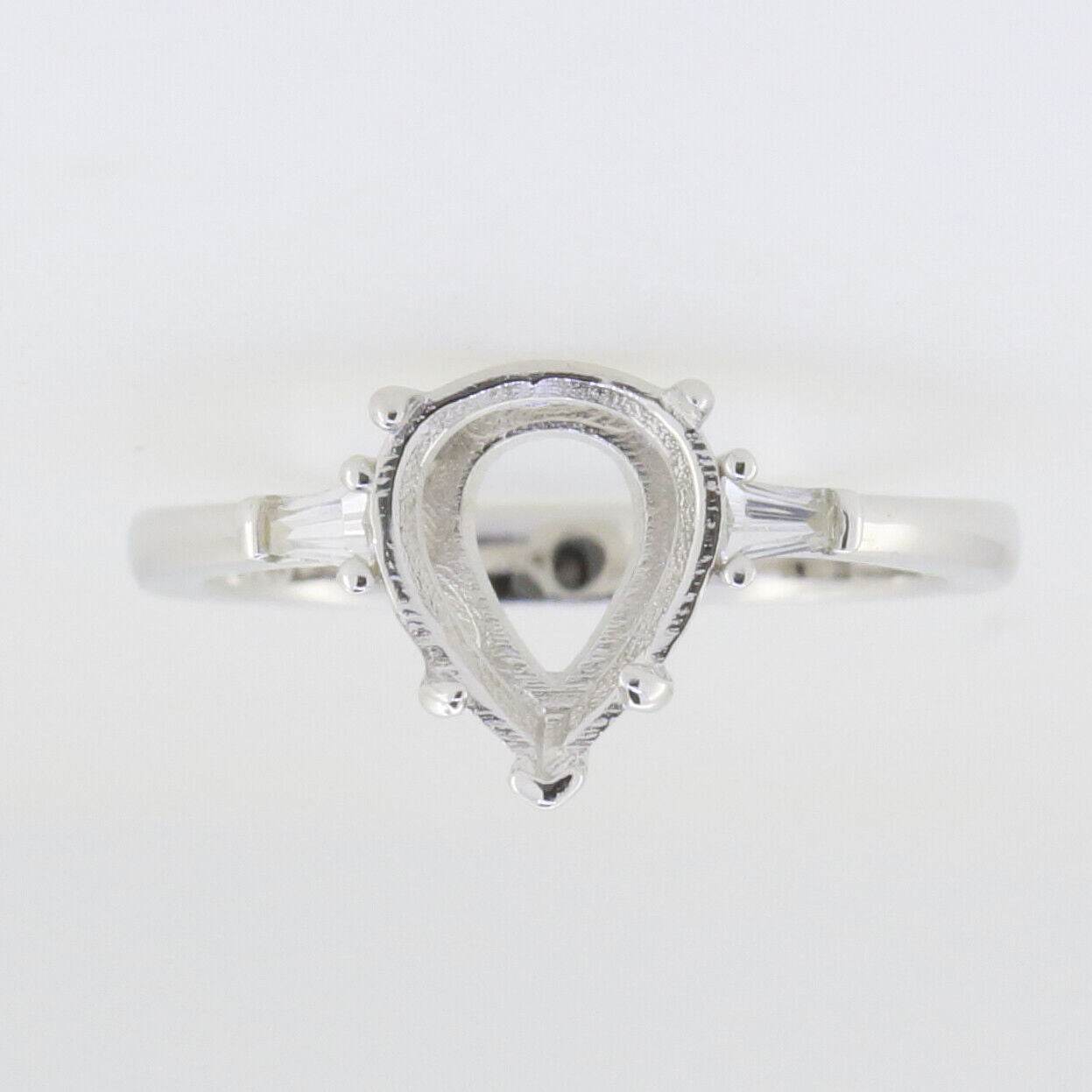 Sterling Silver Semi Mount Ring Setting Pear PE 10x8mm Solitaire Bague - Syzjewelry