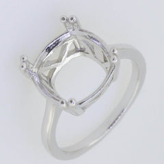 Sterling Silver Semi Mount Ring Setting Cushion CU 12X12mm L669 - Syzjewelry