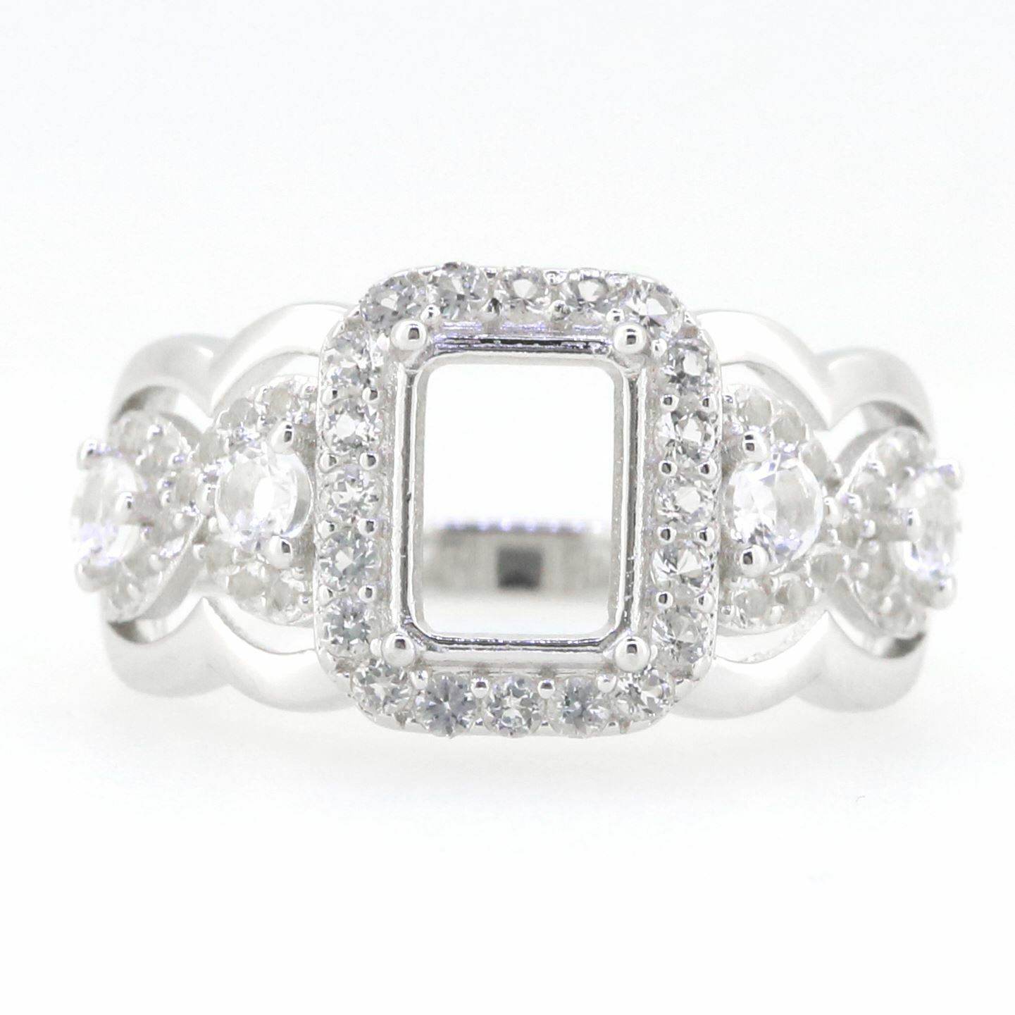 14K White Gold Semi Mount Ring Setting Emerald OCT 8X6mm - Syzjewelry