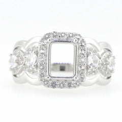 14K White Gold Semi Mount Ring Setting Emerald OCT 8X6mm - Syzjewelry