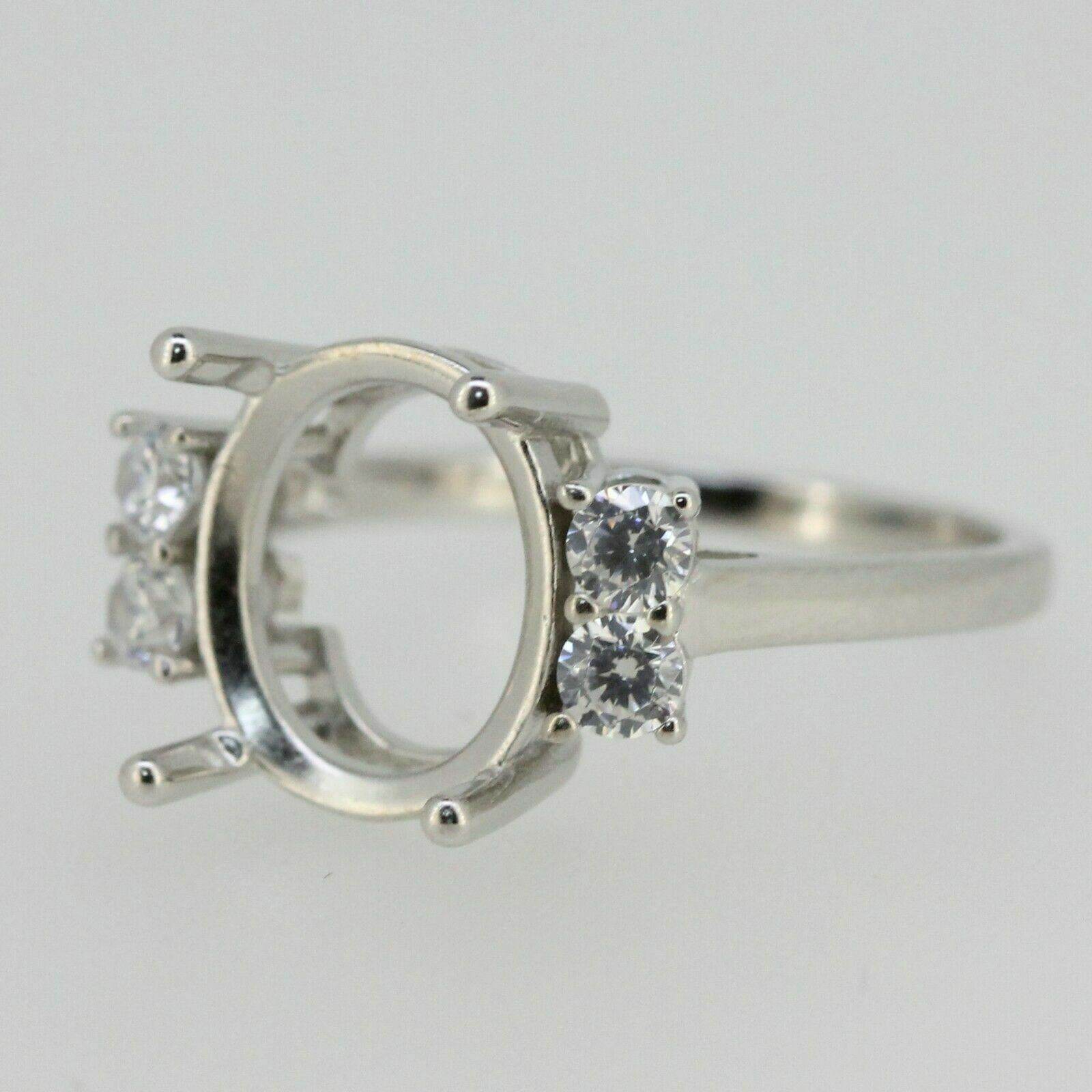 Sterling Silver Semi Mount Ring Setting OV 12x10mm White Topaz - Syzjewelry