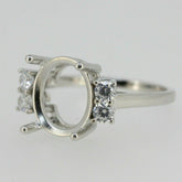Sterling Silver Semi Mount Ring Setting OV 12x10mm White Topaz - Syzjewelry