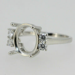 Sterling Silver Semi Mount Ring Setting OV 12x10mm White Topaz - Syzjewelry