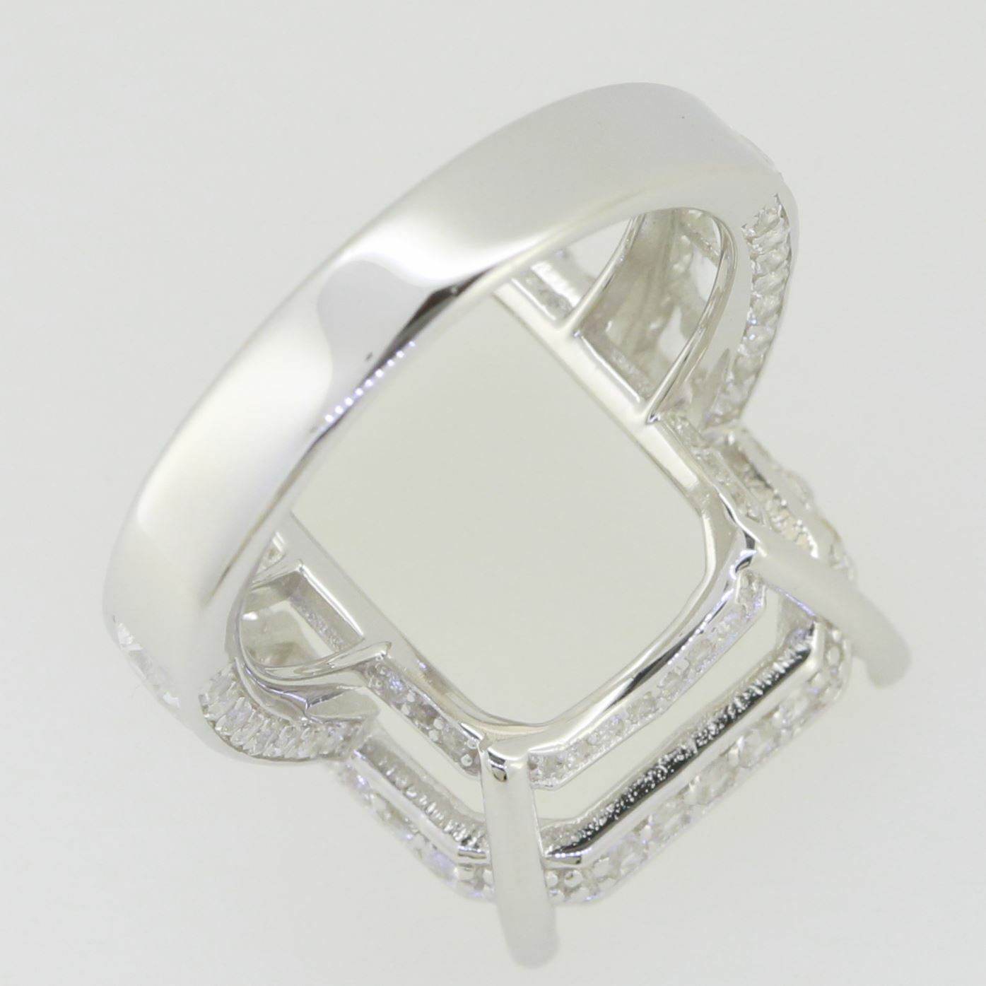 14K White Gold Semi Mount Ring Setting Emerald OCT 20X15mm - Syzjewelry