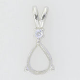 14K White Gold Semi Mount Pendant Setting Pear PE 9X7mm - Syzjewelry