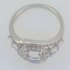 14K White Gold Semi Mount Ring Setting Cushion CU 10x8mm Split Shank Halo - Syzjewelry