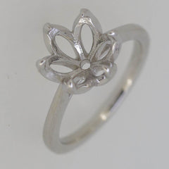 Sterling Silver Semi Mount Ring Setting Round RD 10x10mm Tulip Head w/ 6 Png - Syzjewelry