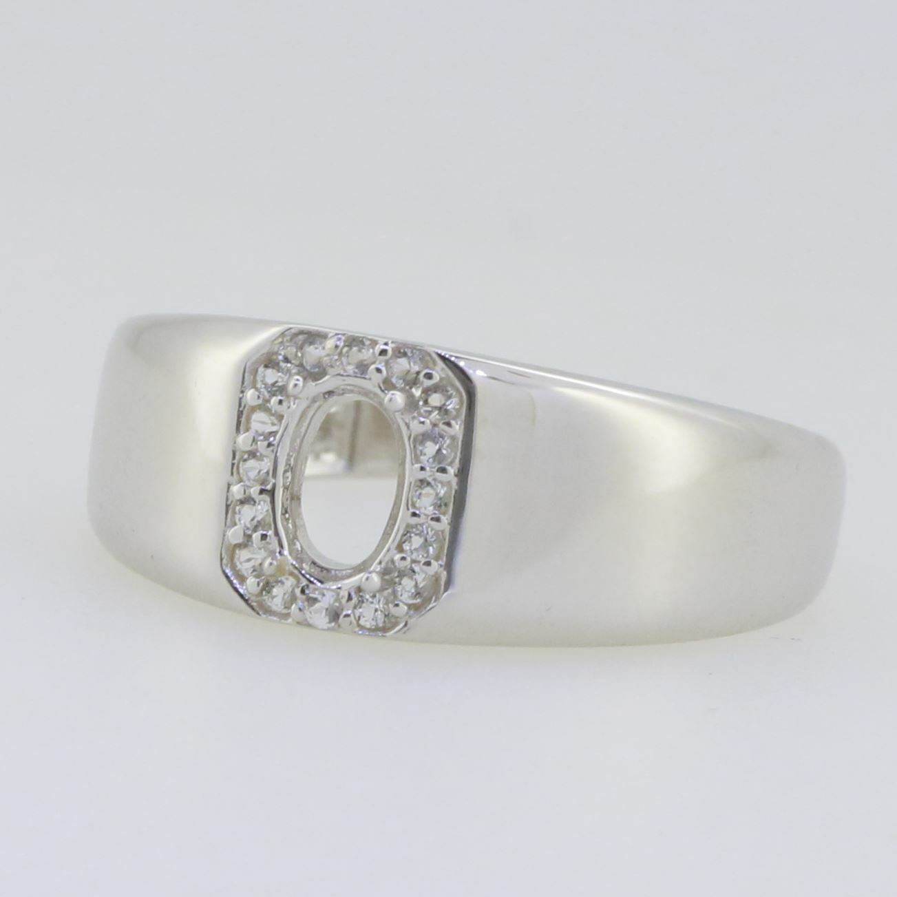 Men's Sterling Silver Semi Mount Ring Setting Oval OV 6X4mm Halo - Syzjewelry