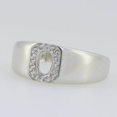 Men's Sterling Silver Semi Mount Ring Setting Oval OV 6X4mm Halo - Syzjewelry