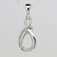 Pre Order Sterling Silver Semi Mount Pendant Setting Pear PE 12x8mm W/ Topaz - Syzjewelry