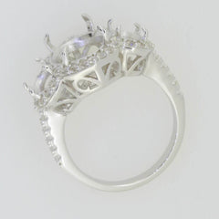 14K White Gold Semi Mount Ring Setting Oval OV 12X10mm - Syzjewelry