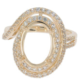 14K Yellow Gold Semi Mount Ring Setting Oval OV 11x9mm Bypass Double Halo - Syzjewelry