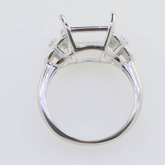 Sterling Silver Semi Mount Ring Setting Emerald OCT 14x10mm side stone - Syzjewelry