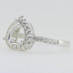 Sterling Silver Semi Mount Ring Setting Heart HT 8X8mm White Topaz Halo - Syzjewelry