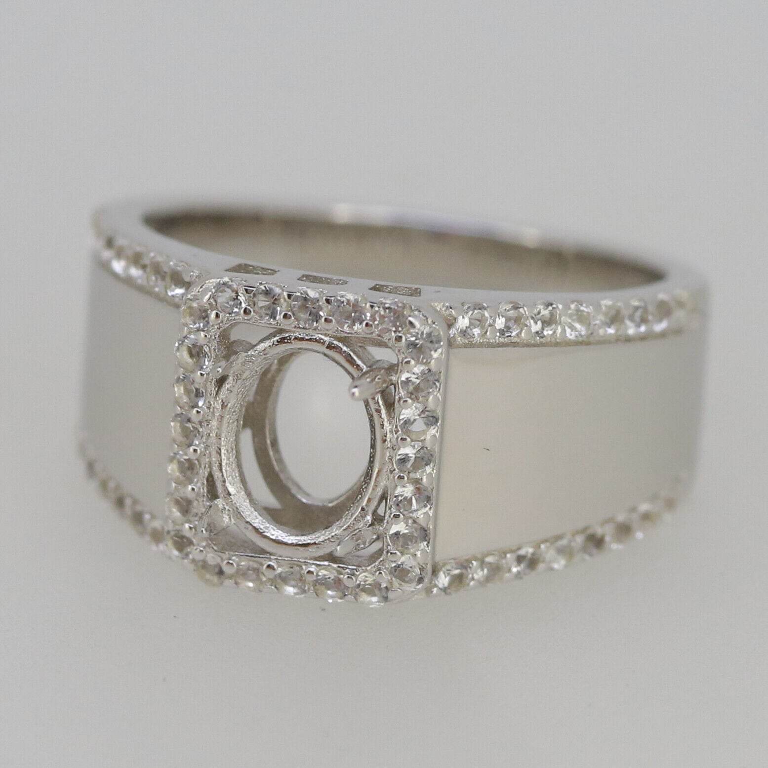 Men's Sterling Silver Semi Mount Ring Setting Oval OV 8x6mm Halo - Syzjewelry