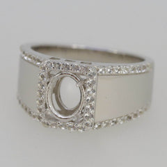 Men's Sterling Silver Semi Mount Ring Setting Oval OV 8x6mm Halo - Syzjewelry