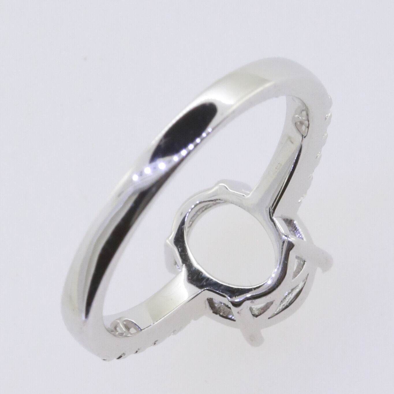 Sterling Silver Semi Mount Ring Setting Oval OV 10x8mm Accent White To - Syzjewelry