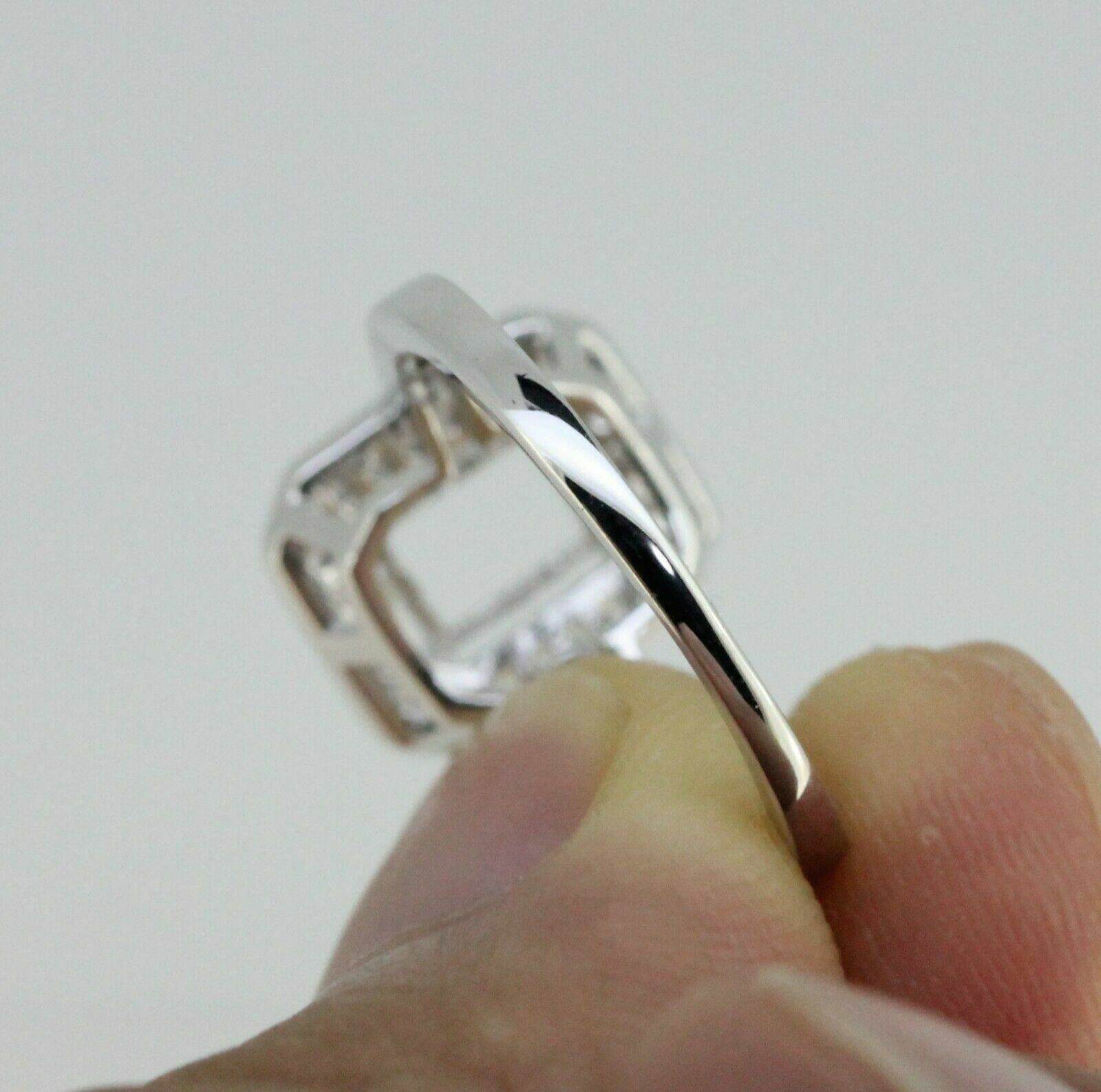 Sterling Silver Semi Mount Ring Setting Emerald OCT 7x5mm Halo - Syzjewelry