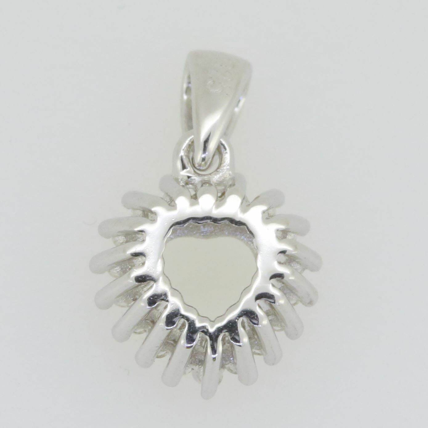 Sterling Silver Semi Mount Pendant Setting Heart HT 6x6mm White Topaz - Syzjewelry