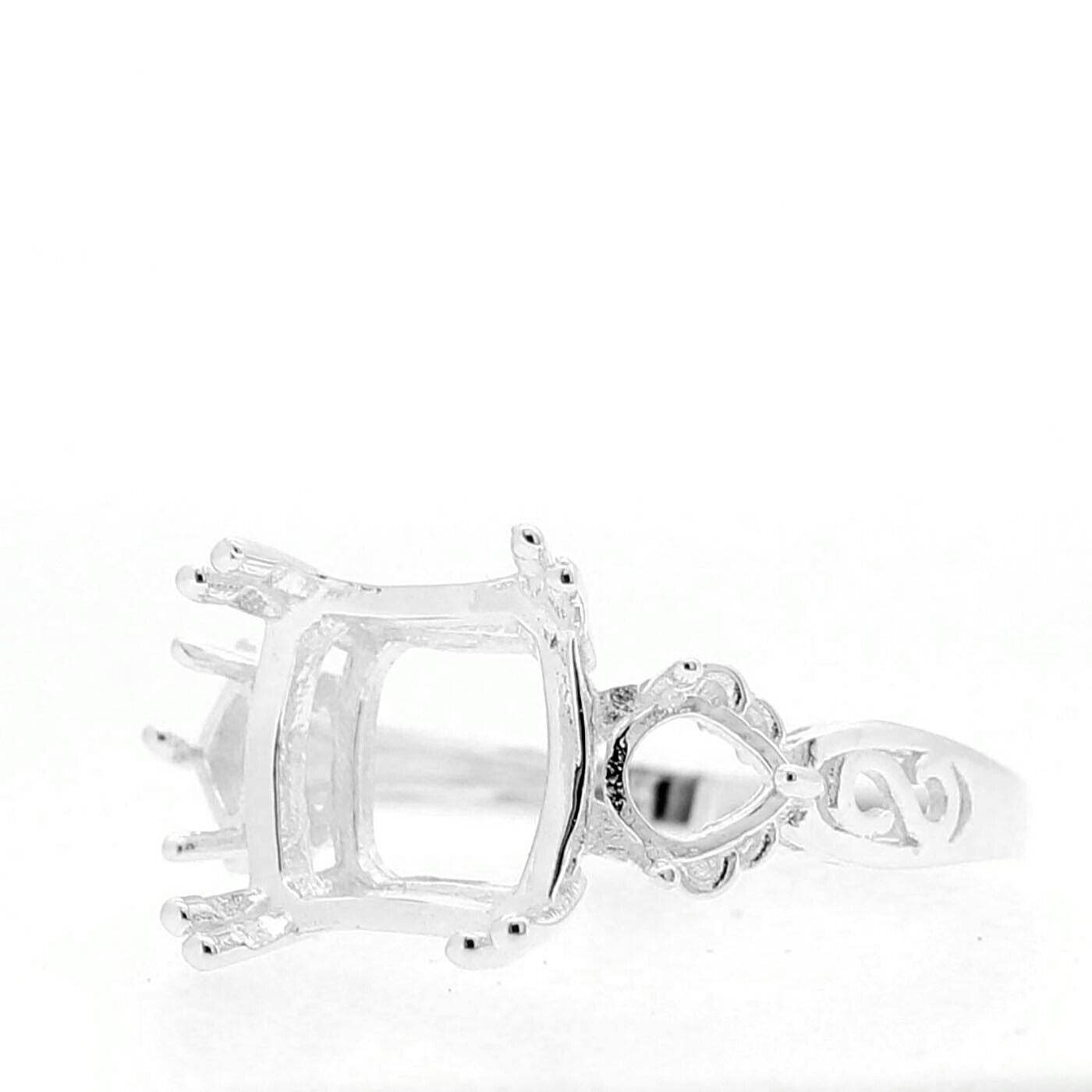 Sterling Silver Semi Mount Ring Setting Square 9x9mm CU 10x10mm HT 5x5mm - Syzjewelry