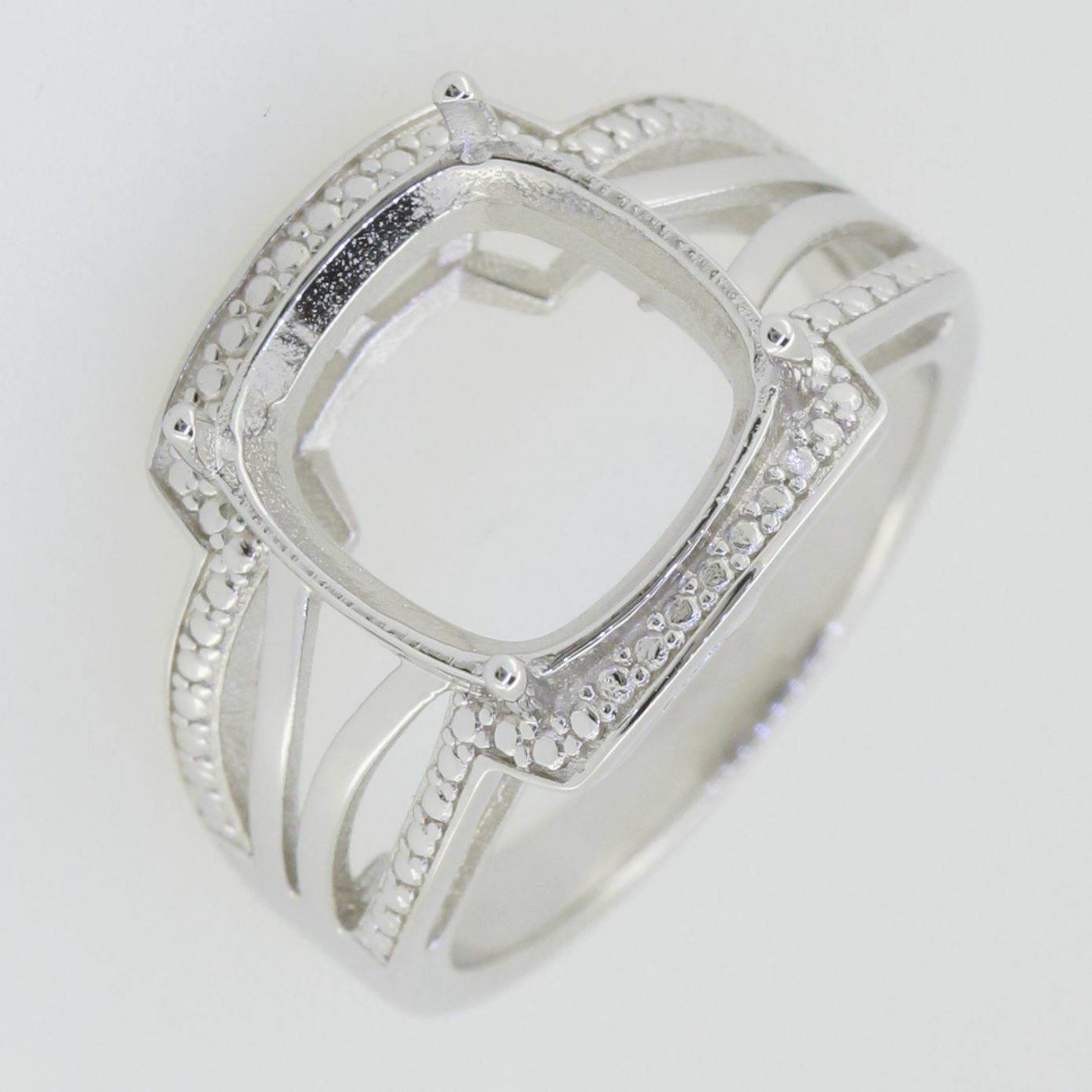 Sterling Silver Semi Mount Ring Setting Cushion CU 12X12mm White Topaz - Syzjewelry